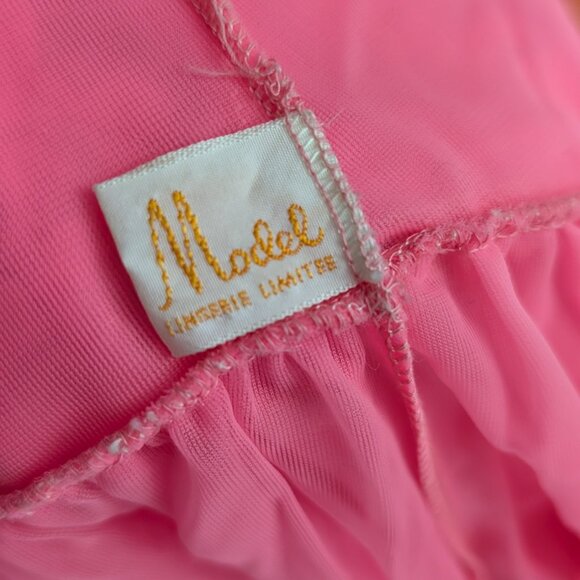 Vintage nightgown Pink Double Layered Sheer Chiffon Robe Peignoir - Picture 6 of 7